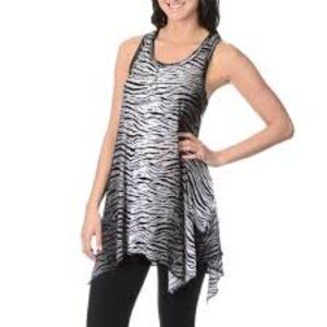 Isabella Rodriguez Zebra Print Racer Back Sharkbite Swing Dress Tunic Top Sz 1X